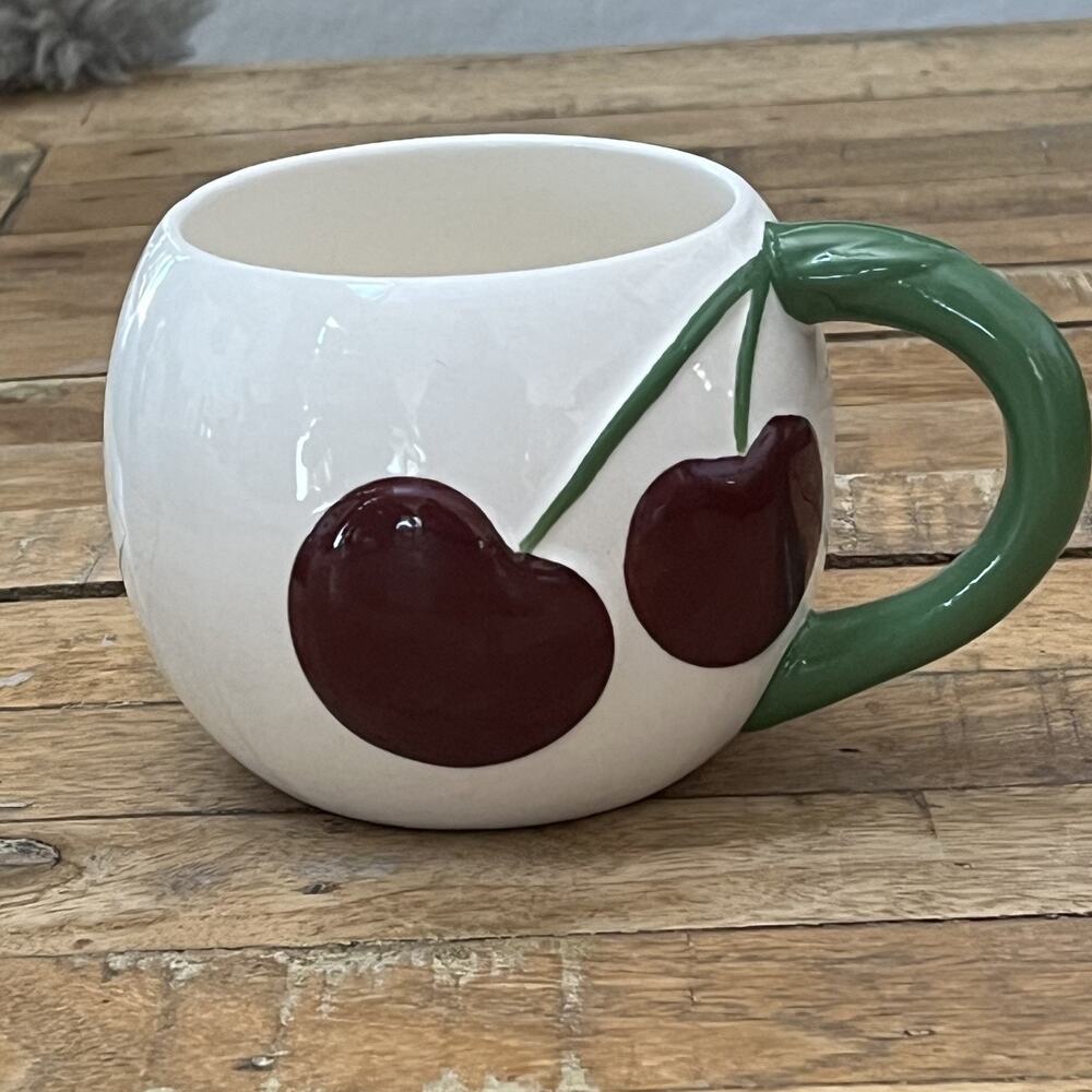 Room Essentials Earthenware Cherries Motif Coffee Tea Mug